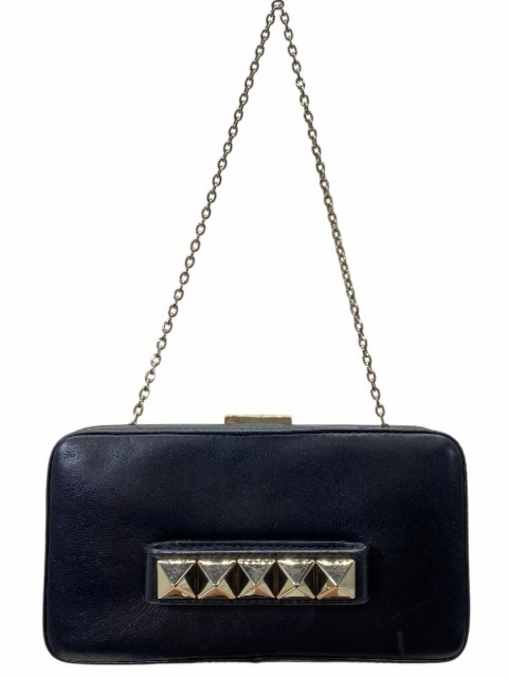 Valentino Garavani Black Leather Rockstud Chain Bag/ Clutch